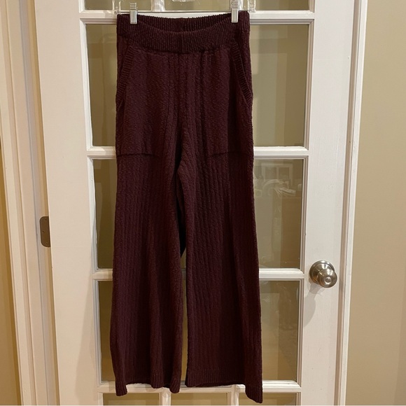 Free People Sweater Pants Maroon Ribbed Straight Leg Women’s Size SMALL Pull On - Picture 1 of 6